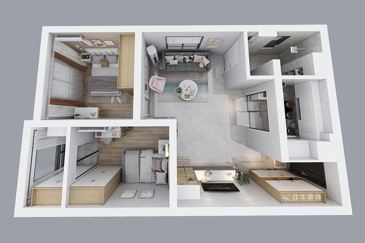 高灵慧｜象山和园2-2-907-72㎡-北欧风格｜2室1厅1卫｜老房装修｜定制家￥100580｜全包10